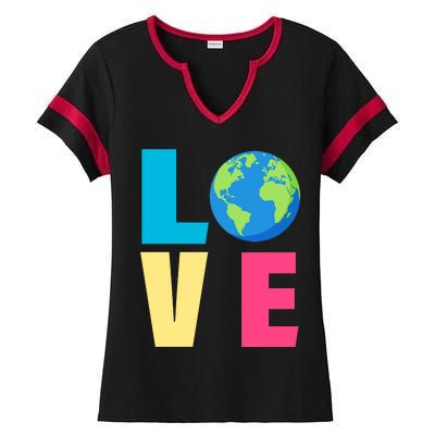 Earth Day Love Ladies Halftime Notch Neck Tee