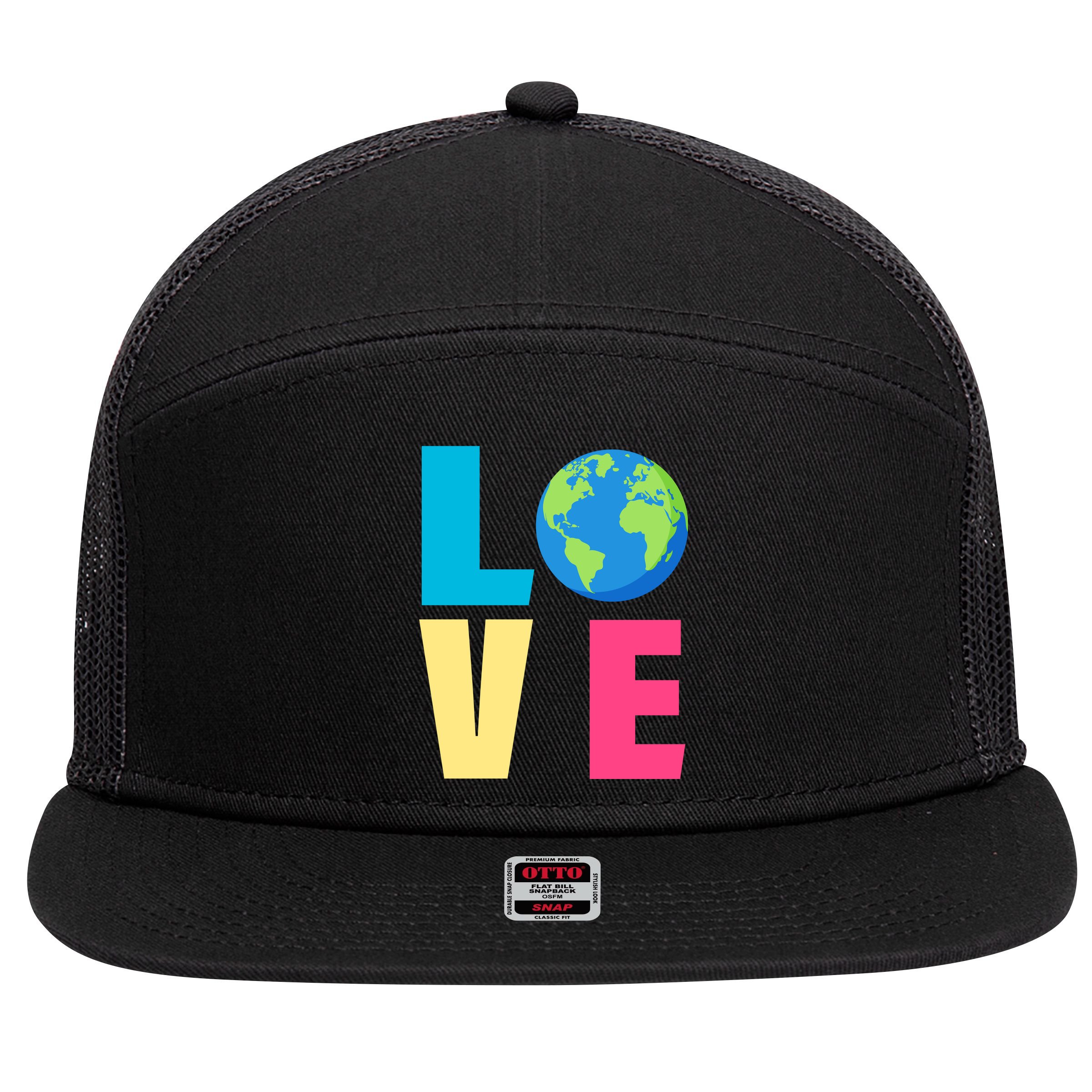 Earth Day Love 7 Panel Mesh Trucker Snapback Hat