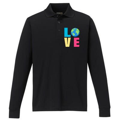 Earth Day Love Performance Long Sleeve Polo