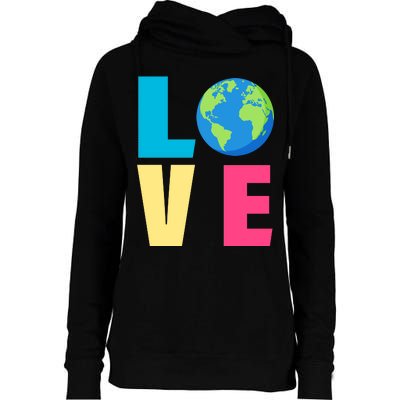 Earth Day Love Womens Funnel Neck Pullover Hood