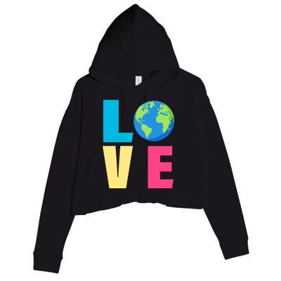 Earth Day Love Crop Fleece Hoodie