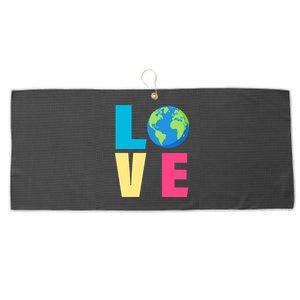 Earth Day Love Large Microfiber Waffle Golf Towel