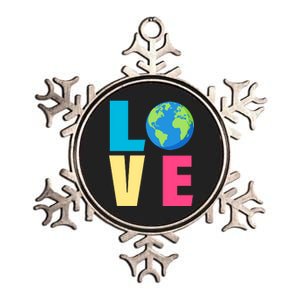 Earth Day Love Metallic Star Ornament