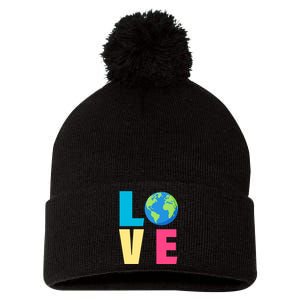 Earth Day Love Pom Pom 12in Knit Beanie