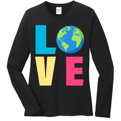 Earth Day Love Ladies Long Sleeve Shirt