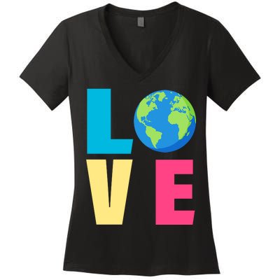 Earth Day Love Women's V-Neck T-Shirt