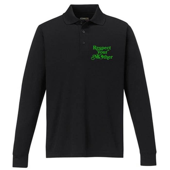 Earth Day Respect Your Mother Performance Long Sleeve Polo