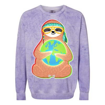 Earth Day Sloth Colorblast Crewneck Sweatshirt