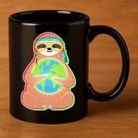 Earth Day Sloth 11oz C Handle Ceramic Mug