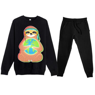 Earth Day Sloth Premium Crewneck Sweatsuit Set