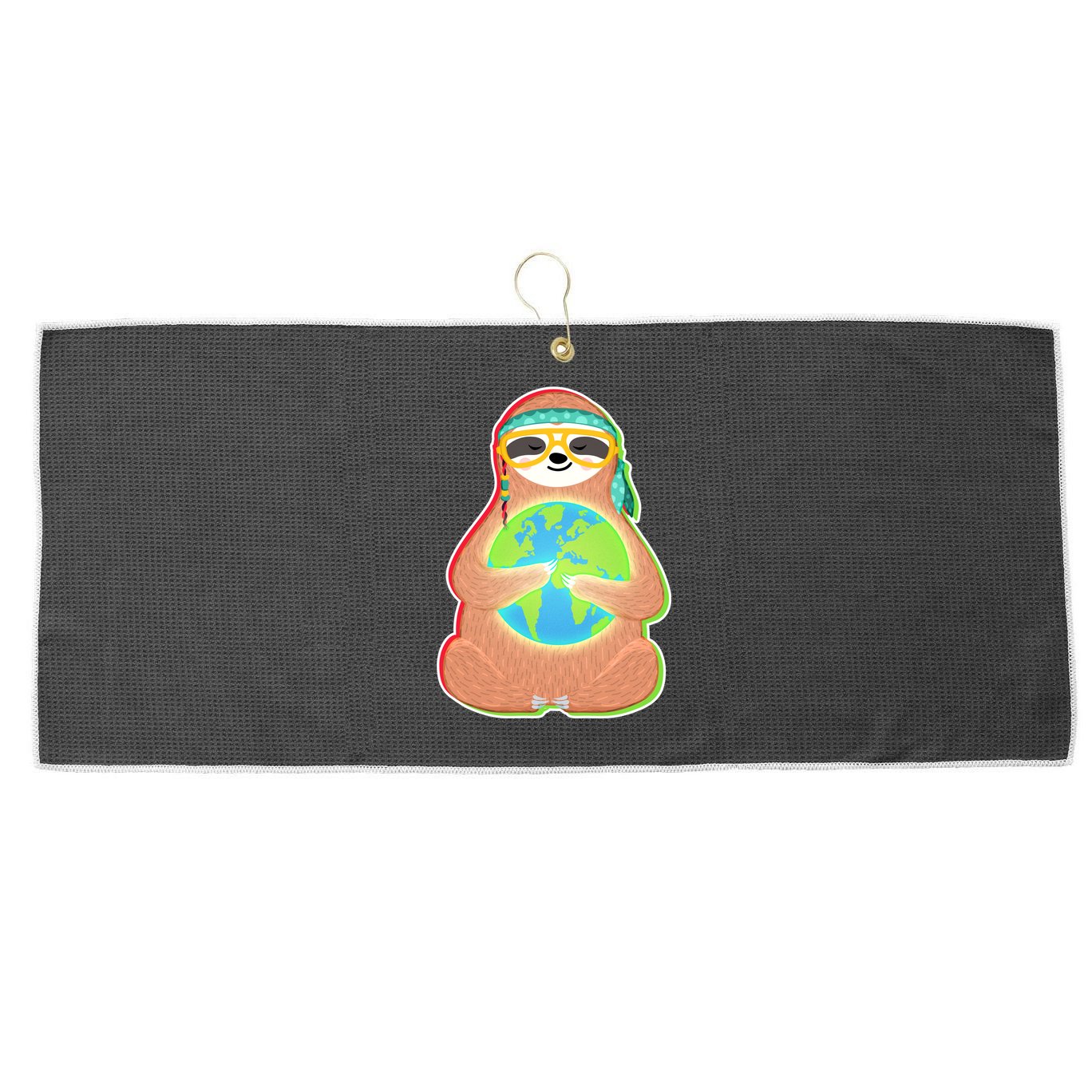Earth Day Sloth Large Microfiber Waffle Golf Towel