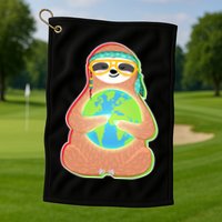 Earth Day Sloth Golf Towel