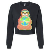Earth Day Sloth Cropped Pullover Crew