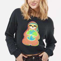 Earth Day Sloth Cropped Pullover Crew