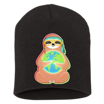 Earth Day Sloth Short Acrylic Beanie