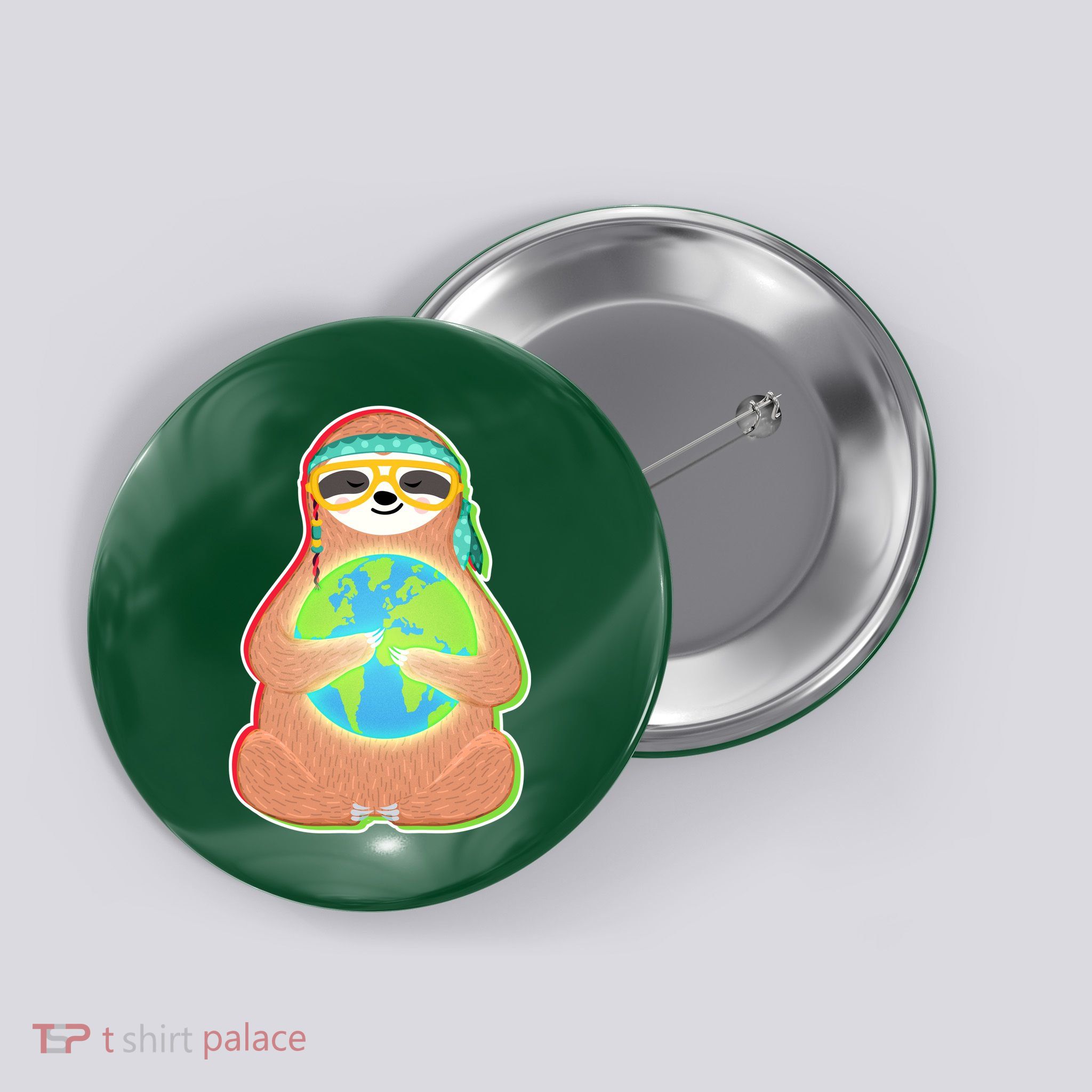 Earth Day Sloth Button