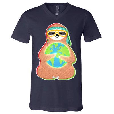 Earth Day Sloth V-Neck T-Shirt