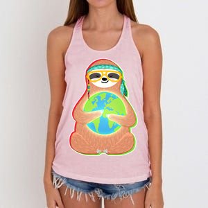 Earth Day Sloth Women's Knotted Racerback Tank