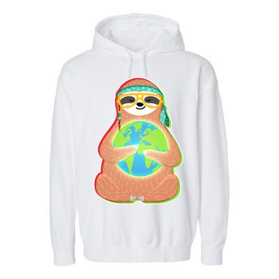 Earth Day Sloth Garment-Dyed Fleece Hoodie