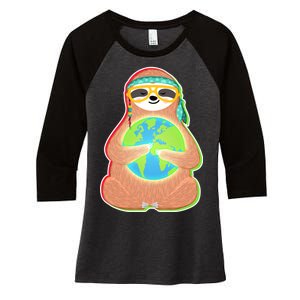 Earth Day Sloth Women's Tri-Blend 3/4-Sleeve Raglan Shirt