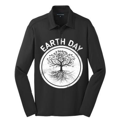 Earth Day Vintage Silk Touch Performance Long Sleeve Polo