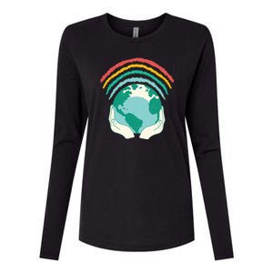 Earth Rainbow Womens Cotton Relaxed Long Sleeve T-Shirt