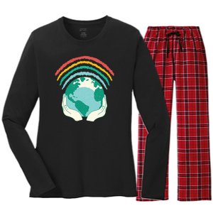 Earth Rainbow Women's Long Sleeve Flannel Pajama Set 