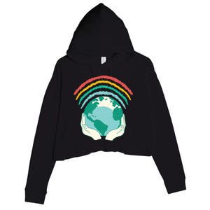 Earth Rainbow Crop Fleece Hoodie