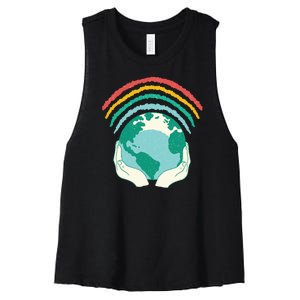 Earth Rainbow Women's Racerback Cropped Tank