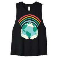 Earth Rainbow Women's Racerback Cropped Tank