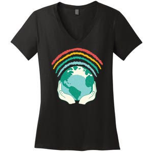 Earth Rainbow Women's V-Neck T-Shirt