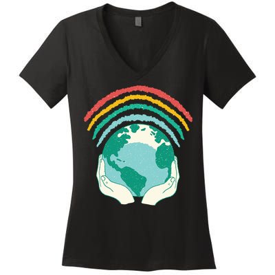 Earth Rainbow Women's V-Neck T-Shirt