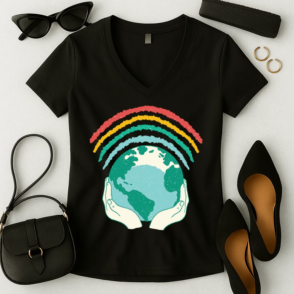 Earth Rainbow Women's V-Neck T-Shirt