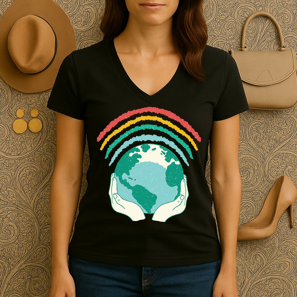Earth Rainbow Women's V-Neck T-Shirt