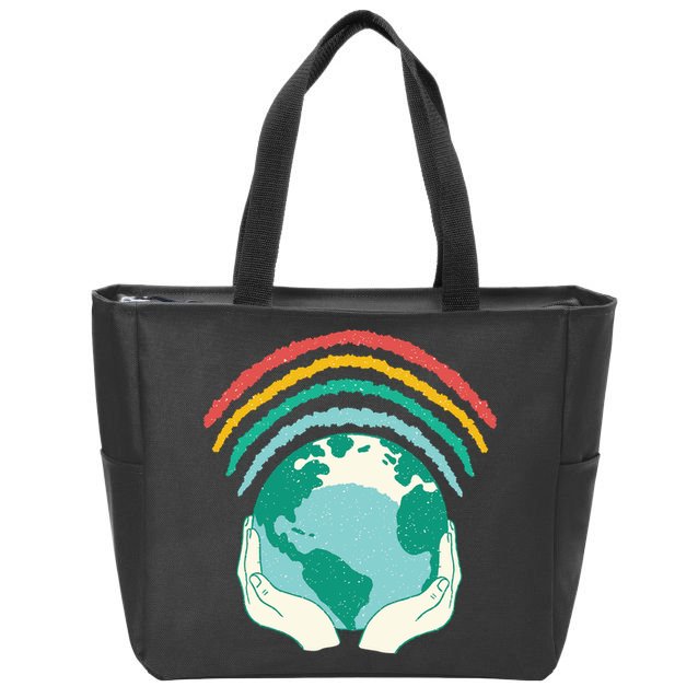 Earth Rainbow Zip Tote Bag