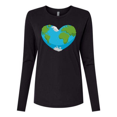 Earth Shaped Heart Womens Cotton Relaxed Long Sleeve T-Shirt