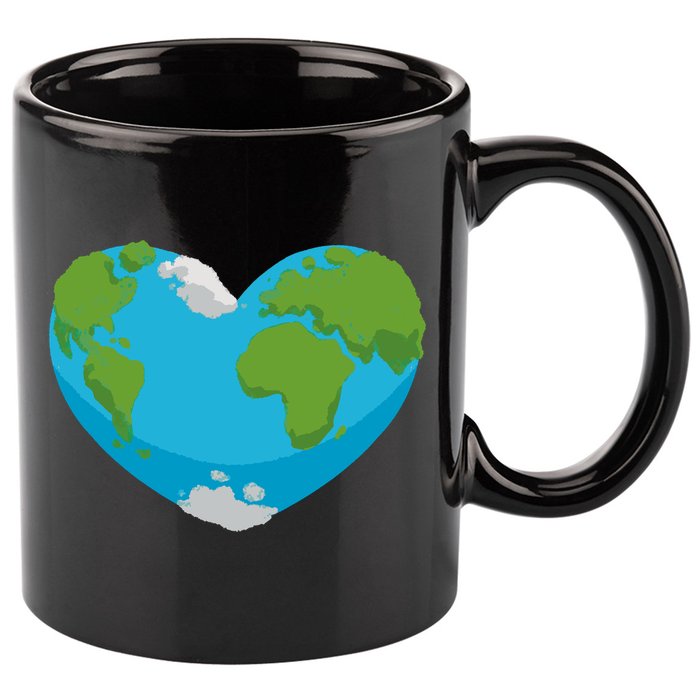 Earth Shaped Heart 11oz C Handle Ceramic Mug
