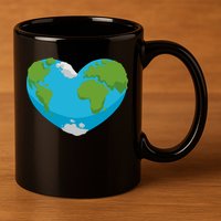 Earth Shaped Heart 11oz C Handle Ceramic Mug