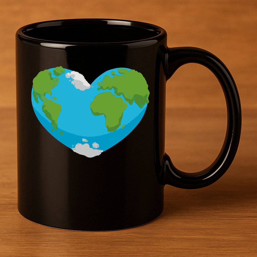 Earth Shaped Heart 11oz C Handle Ceramic Mug