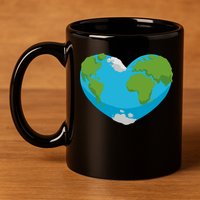 Earth Shaped Heart 11oz C Handle Ceramic Mug
