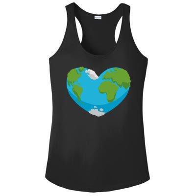 Earth Shaped Heart Ladies PosiCharge Competitor Racerback Tank