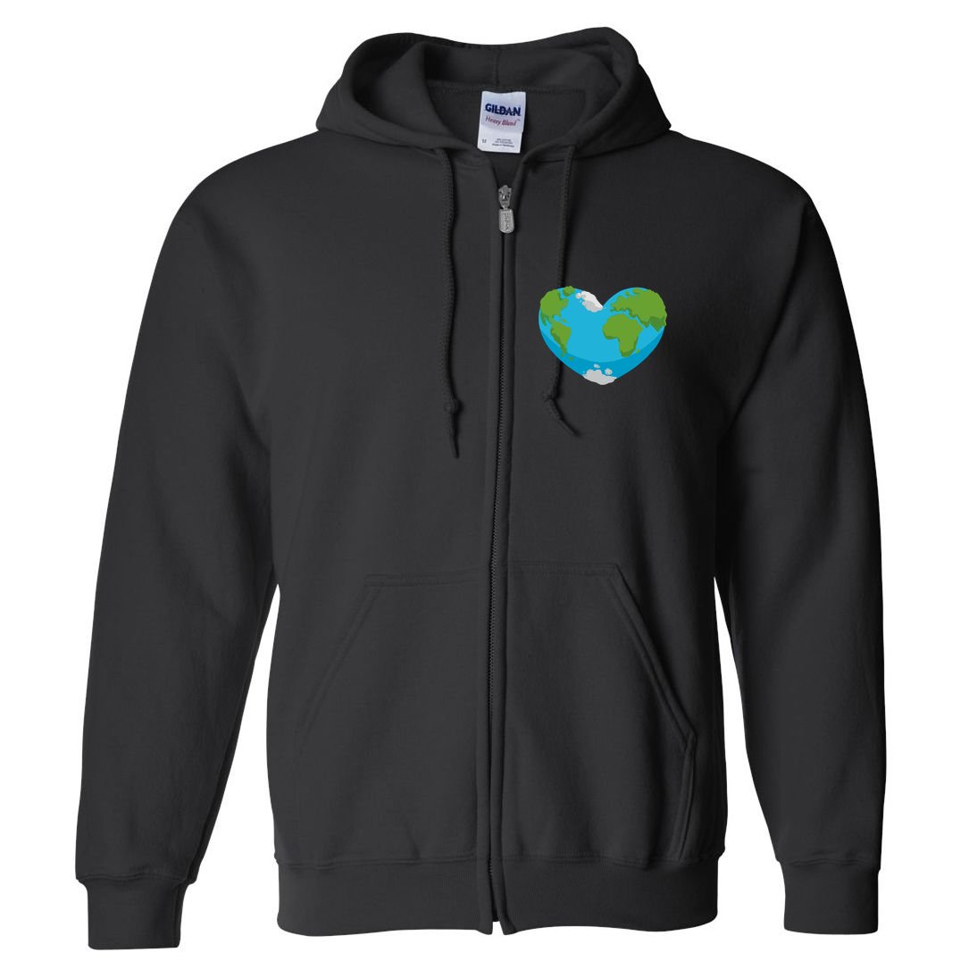 Earth Shaped Heart Full Zip Hoodie