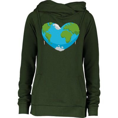 Earth Shaped Heart Womens Funnel Neck Pullover Hood