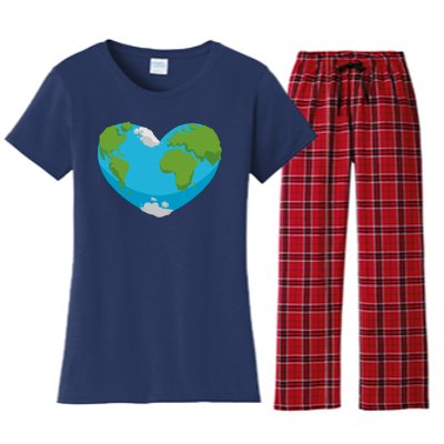 Earth Shaped Heart Women's Flannel Pajama Set