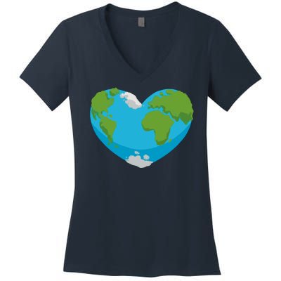 Earth Shaped Heart Women's V-Neck T-Shirt