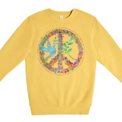 Earth Watercolor Peace Sign Premium Crewneck Sweatshirt