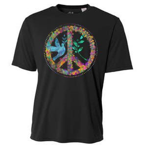 Earth Watercolor Peace Sign Cooling Performance Crew T-Shirt