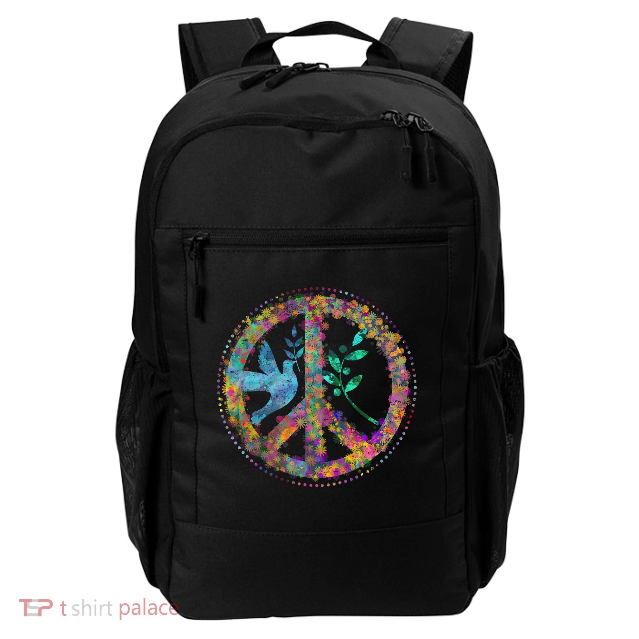 Earth Watercolor Peace Sign Daily Commute Backpack