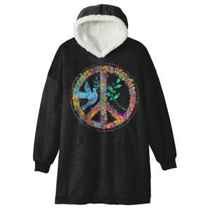 Earth Watercolor Peace Sign Hooded Wearable Blanket