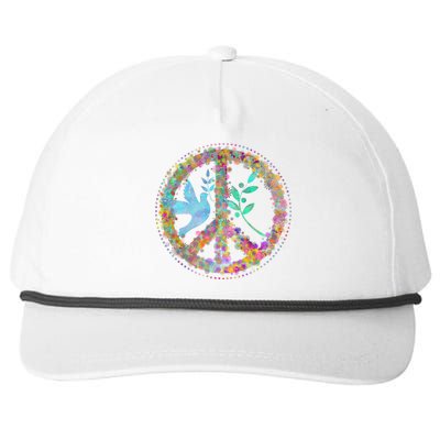 Earth Watercolor Peace Sign Snapback Five-Panel Rope Hat